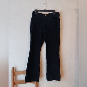 DKNY Black Corduroy Jeans Mid Rise Boot Cut Distressed Denim Pants Lightweight